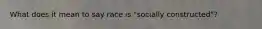 What does it mean to say race is "socially constructed"?