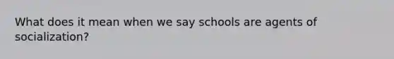 What does it mean when we say schools are agents of socialization?