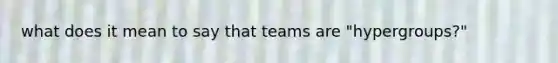 what does it mean to say that teams are "hypergroups?"