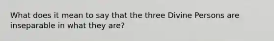 What does it mean to say that the three Divine Persons are inseparable in what they are?