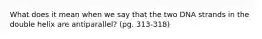 What does it mean when we say that the two DNA strands in the double helix are antiparallel? (pg. 313-318)