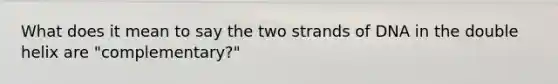 What does it mean to say the two strands of DNA in the double helix are "complementary?"