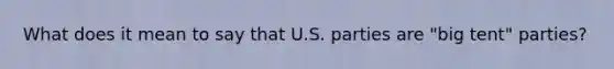 What does it mean to say that U.S. parties are "big tent" parties?