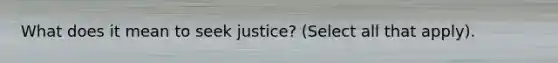 What does it mean to seek justice? (Select all that apply).