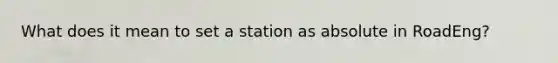 What does it mean to set a station as absolute in RoadEng?