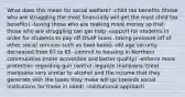 What does this mean for social welfare? -child tax benefits (those who are struggling the most financially will get the most child tax benefits) -taxing those who are making more money so that those who are struggling can get help -support for students in order for students to pay off OSAP loans -taking pressure off of other social services such as food banks -old age security decreased from 67 to 65 -commit to housing in Northern communities (more accessible and better quality) -enforce more protection regarding gun control -legalize marijuana (treat marijuana very similar to alcohol and the income that they generate with the taxes they make will go towards social institutions for those in need) -institutional approach