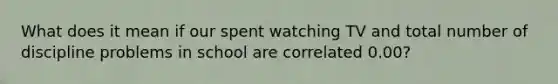 What does it mean if our spent watching TV and total number of discipline problems in school are correlated 0.00?