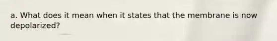 a. What does it mean when it states that the membrane is now depolarized?