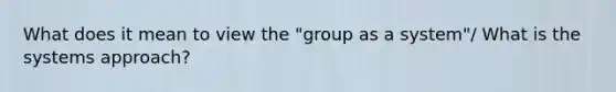 What does it mean to view the "group as a system"/ What is the systems approach?