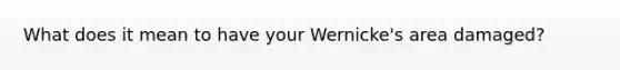 What does it mean to have your Wernicke's area damaged?