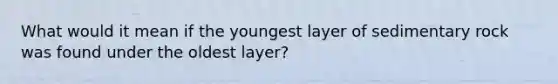 What would it mean if the youngest layer of sedimentary rock was found under the oldest layer?