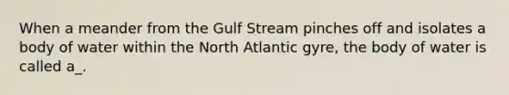 When a meander from the Gulf Stream pinches off and isolates a body of water within the North Atlantic gyre, the body of water is called a_.