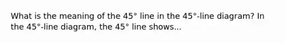 What is the meaning of the​ 45° line in the​ 45°-line diagram? In the​ 45°-line diagram, the​ 45° line shows...