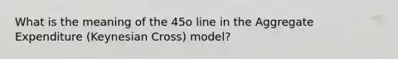 What is the meaning of the 45o line in the Aggregate Expenditure (Keynesian Cross) model?