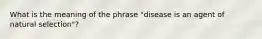 What is the meaning of the phrase "disease is an agent of natural selection"?