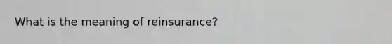 What is the meaning of reinsurance?