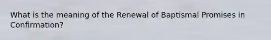 What is the meaning of the Renewal of Baptismal Promises in Confirmation?