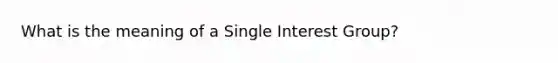 What is the meaning of a Single Interest Group?