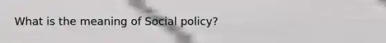 What is the meaning of Social policy?