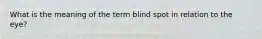 What is the meaning of the term blind spot in relation to the eye?