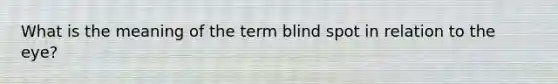 What is the meaning of the term blind spot in relation to the eye?