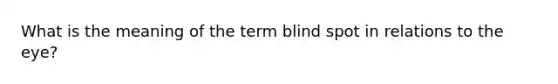 What is the meaning of the term blind spot in relations to the eye?