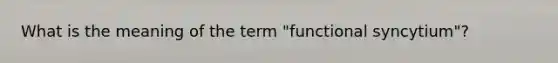 What is the meaning of the term "functional syncytium"?