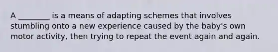 A ________ is a means of adapting schemes that involves stumbling onto a new experience caused by the baby's own motor activity, then trying to repeat the event again and again.