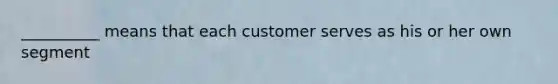 __________ means that each customer serves as his or her own segment