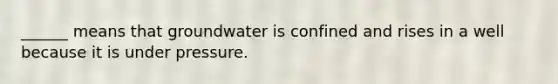 ______ means that groundwater is confined and rises in a well because it is under pressure.