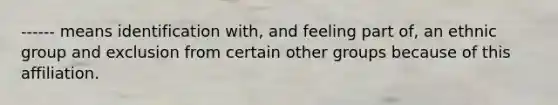 ------ means identification with, and feeling part of, an ethnic group and exclusion from certain other groups because of this affiliation.