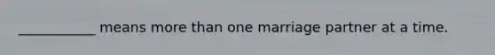 ___________ means more than one marriage partner at a time.