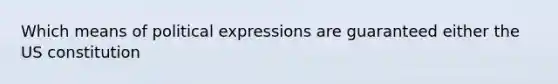 Which means of political expressions are guaranteed either the US constitution