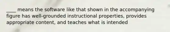 ____ means the software like that shown in the accompanying figure has well-grounded instructional properties, provides appropriate content, and teaches what is intended