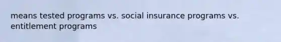 means tested programs vs. social insurance programs vs. entitlement programs