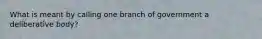 What is meant by calling one branch of government a deliberative body?