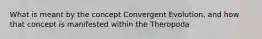 What is meant by the concept Convergent Evolution, and how that concept is manifested within the Theropoda