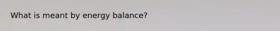 What is meant by energy balance?