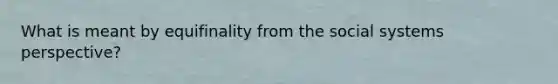 What is meant by equifinality from the social systems perspective?