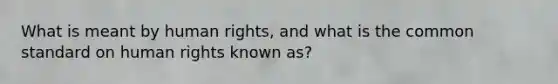 What is meant by human rights, and what is the common standard on human rights known as?