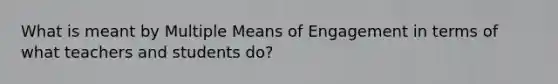 What is meant by Multiple Means of Engagement in terms of what teachers and students do?