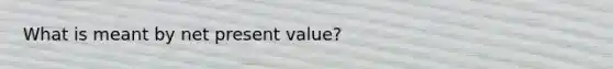 What is meant by net present value?