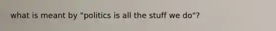 what is meant by "politics is all the stuff we do"?