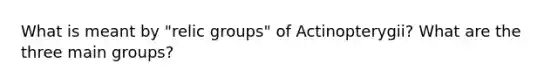 What is meant by "relic groups" of Actinopterygii? What are the three main groups?