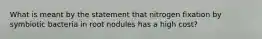 What is meant by the statement that nitrogen fixation by symbiotic bacteria in root nodules has a high cost?