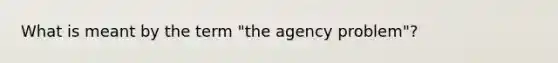 What is meant by the term "the agency problem"?