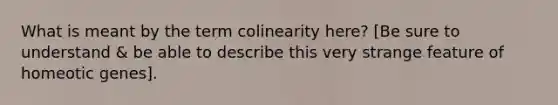 What is meant by the term colinearity here? [Be sure to understand & be able to describe this very strange feature of homeotic genes].