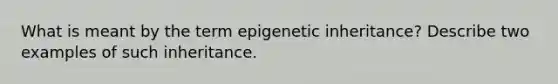 What is meant by the term epigenetic inheritance? Describe two examples of such inheritance.