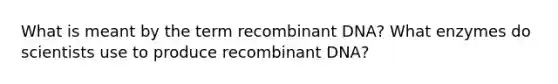 What is meant by the term recombinant DNA? What enzymes do scientists use to produce recombinant DNA?