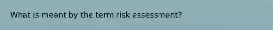 What is meant by the term risk assessment?